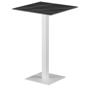 Tisch ALFA BAR Weiss mit Sintersteinplatte