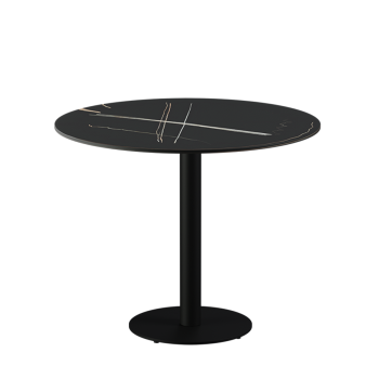 Tisch ALFA R Schwarz mit Sintersteinplatte