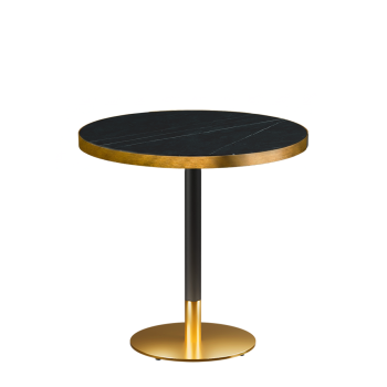 Tisch OMEGA R fi 68 Trockengrauer Stein mit Goldener Kante