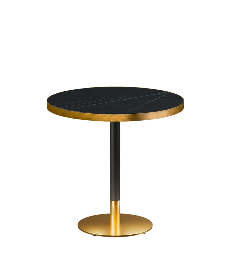 Tisch OMEGA R fi 68 Trockengrauer Stein mit Goldener Kante