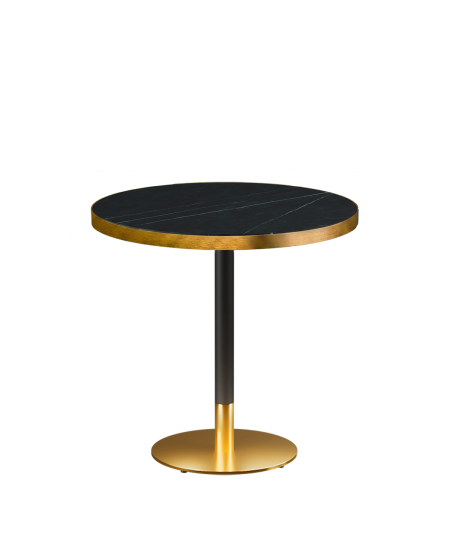 Tisch OMEGA R fi 68 Trockengrauer Stein mit Goldener Kante
