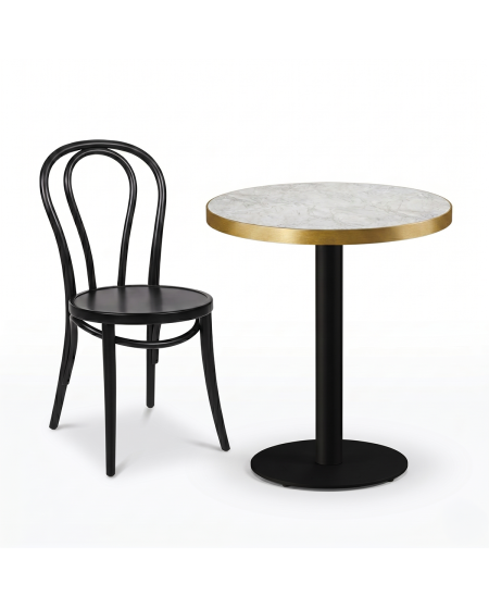 Tisch ALFA R fi 68 Crema Marmor mit Goldener Kante