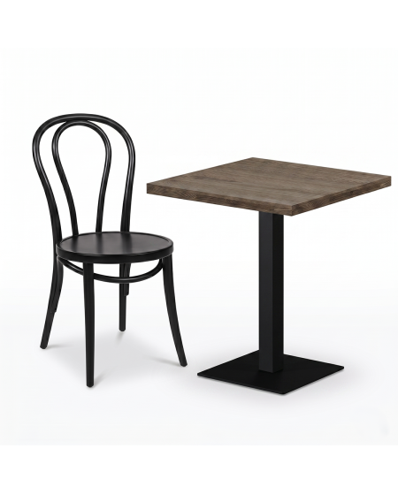 Tisch ALFA S 68x68 Sonoma-Tabac Eiche mit Dark Wood-Kante