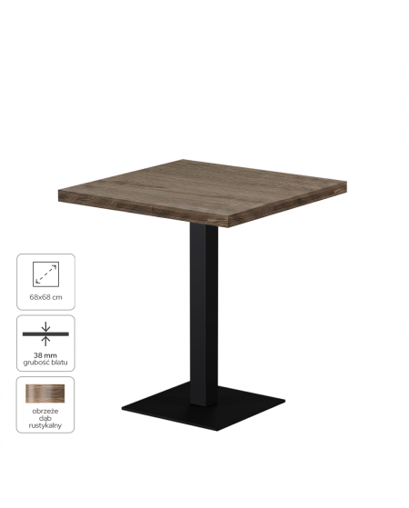 Tisch ALFA S 68x68 Sonoma-Tabac Eiche mit Dark Wood-Kante