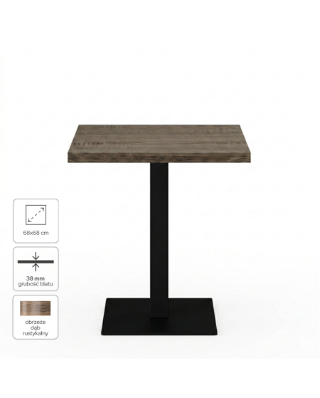 Tisch ALFA S 68x68 Sonoma-Tabac Eiche mit Dark Wood-Kante