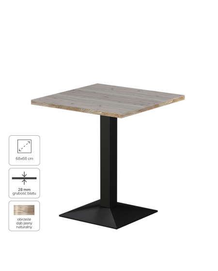 Tisch GIZA 68x68 Cortona Eiche mit Light Wood-Kante