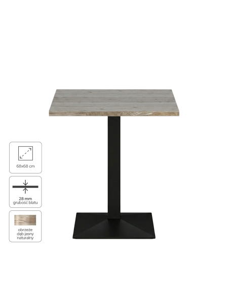 Tisch GIZA 68x68 Cortona Eiche mit Light Wood-Kante