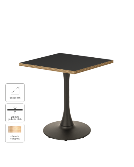 Tisch ARIOSO 68x68 Anthrazit mit Multiplex-Kante