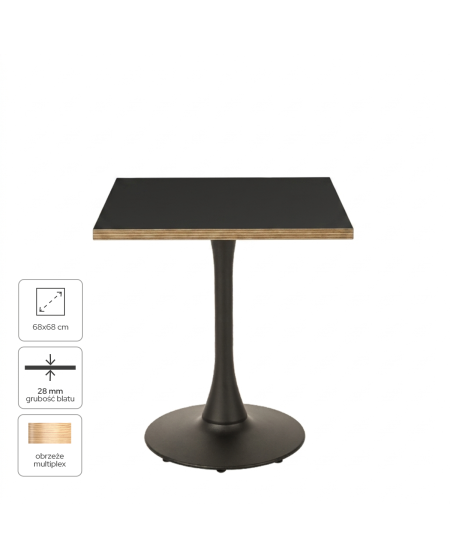 Tisch ARIOSO 68x68 Anthrazit mit Multiplex-Kante
