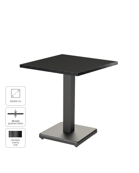 Tisch IMPERIO 68x68 Anthrazit mit Mattschwarzer Kante