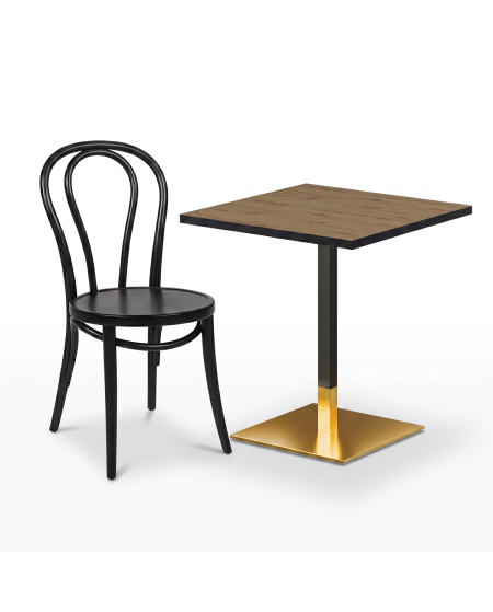 Tisch OMEGA 68x68 Artisan-Eiche mit Mattschwarzer Kante