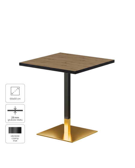 Tisch OMEGA 68x68 Artisan-Eiche mit Mattschwarzer Kante