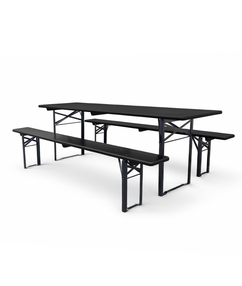 Bierzeltgarnitur in Brauereiqualität WOODY SOLID 220x70 Schwarz