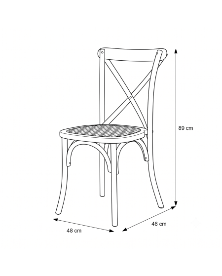 Stuhl CROSS-BACK WOOD Rattan Schwarz