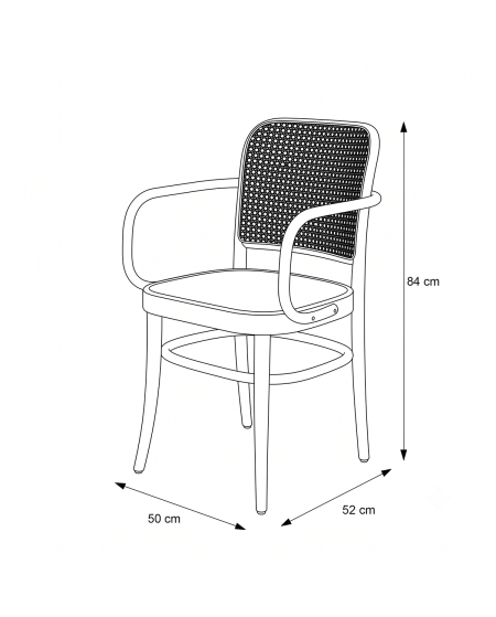Bugholzstuhl LOOMI 811 ARM Rattan Walnuss