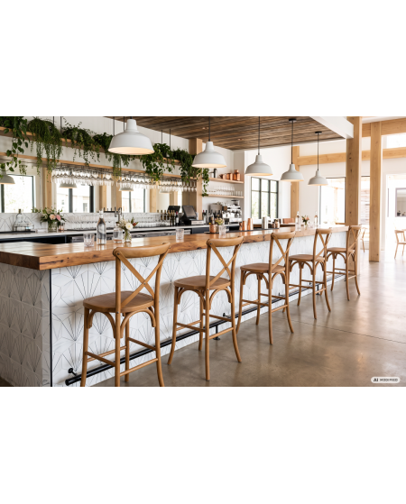Stuhl CROSS-BACK WOOD BAR Dunkel Rustikal