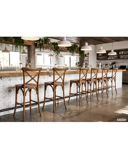 Stuhl CROSS-BACK WOOD BAR Walnuss