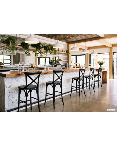 Stuhl CROSS-BACK WOOD BAR Schwarz