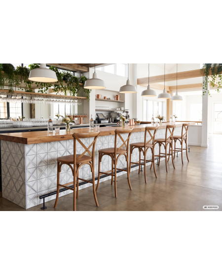 Stuhl CROSS-BACK WOOD BAR Hell Rustikal